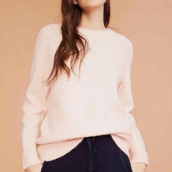 Lou & Grey Texturestitch Waffle Knit Alpaca Blend Sweater Pink Small - Picture 1 of 11